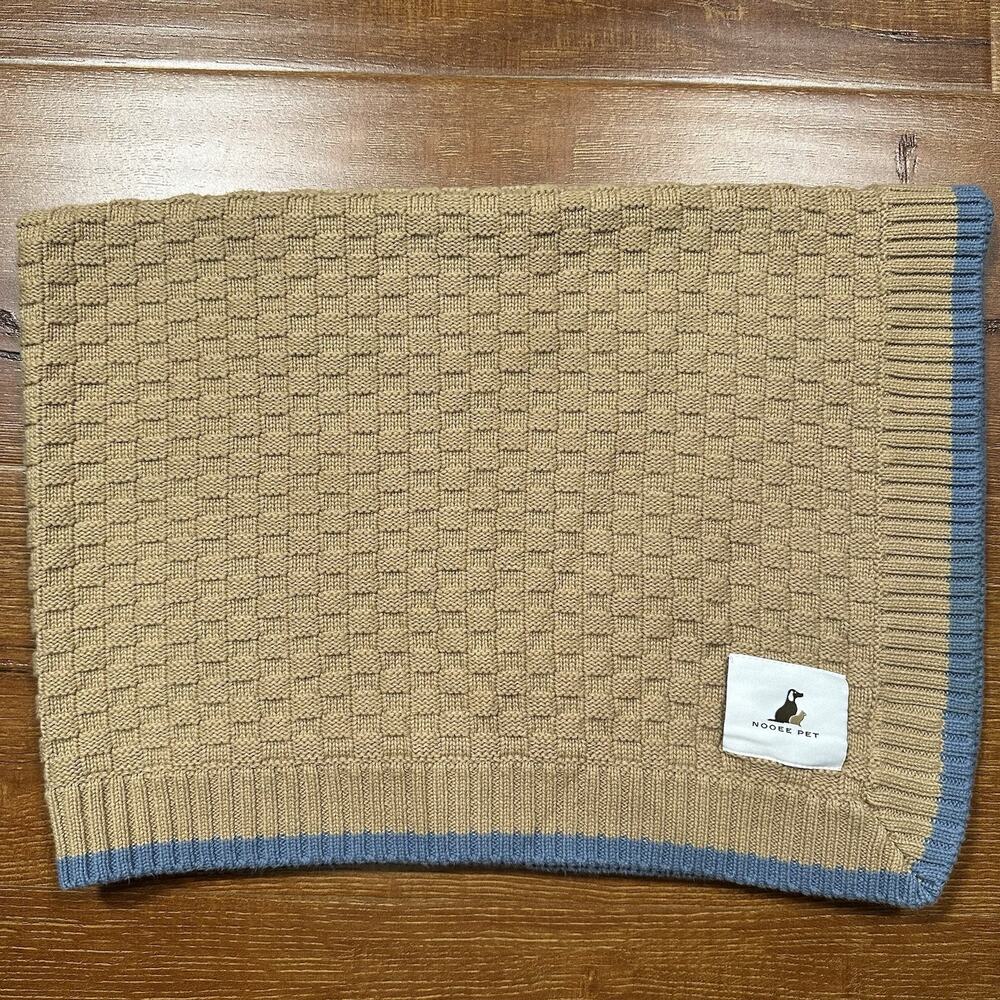 Nooee Pet Cross Weave Blanket 34"x25" Brown 100% Organic Cotton Dog Cat Puppy